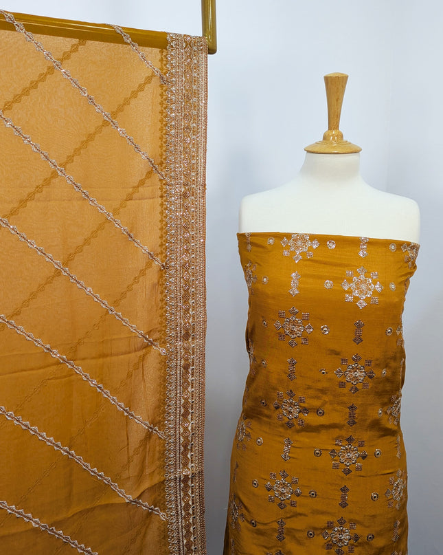 Raw Silk With Chiffon Dupatta