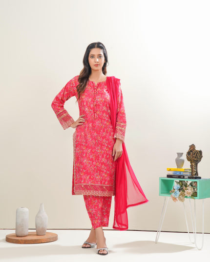 3pc Stitched Printed Lawn