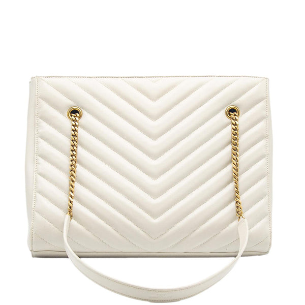 YVES SAINT LAURENT Tribeca Medium Grain De Poudre Leather Shoulder Bag White