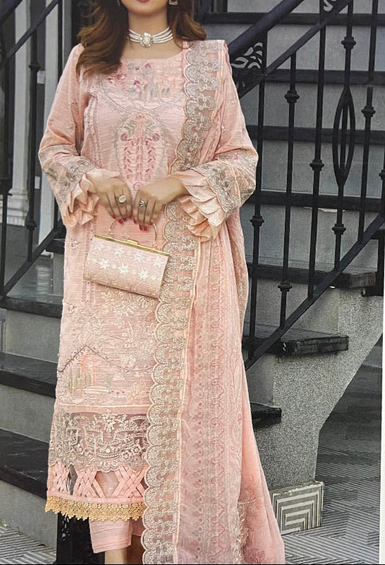 3PC Unstitched Lawn With Complimentary Clutch