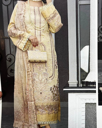 3PC Unstitched Lawn With Complimentary Clutch