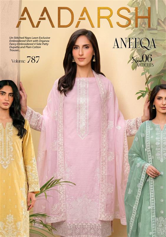 Fancy Embroidered Naps Lawn with Organza Dupatta - AADarsh (Aneeqa)