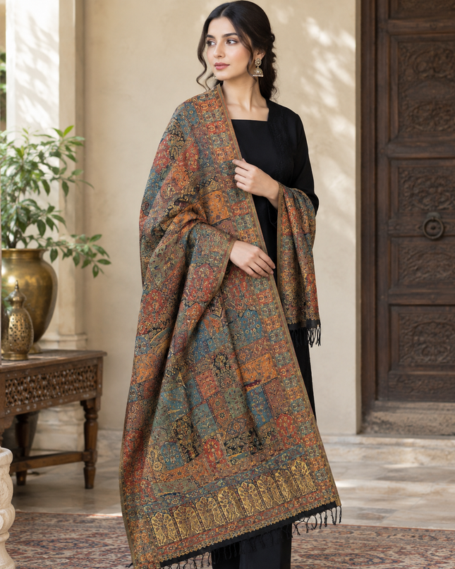 Luxury Pure Indian Kani Moonlight Shawl (Ready To Wear)