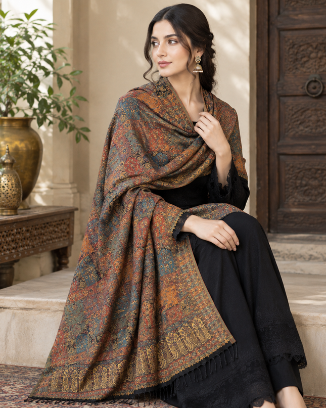 Luxury Pure Indian Kani Moonlight Shawl (Ready To Wear)