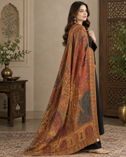 Fancy Pure Indian Kani Moonlight Shawl - Mughal Shikaargah