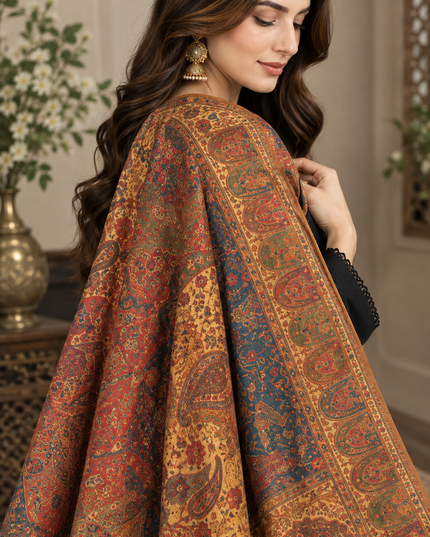 Fancy Pure Indian Kani Moonlight Shawl - Mughal Shikaargah