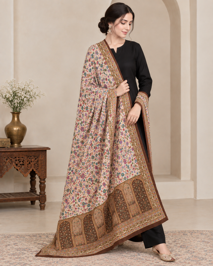 Exclusive Pure Indian Moonlight Kani Silk Shawl (Ready To Wear)