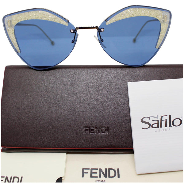 Fendi FF 0355/S ZI9 66 Transparent Teal Sunglasses Blue Lens