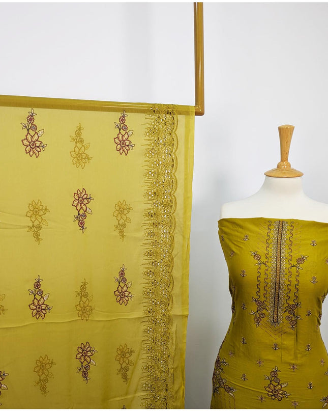 Fancy Embroidered Lawn With Chikankari Cutwork