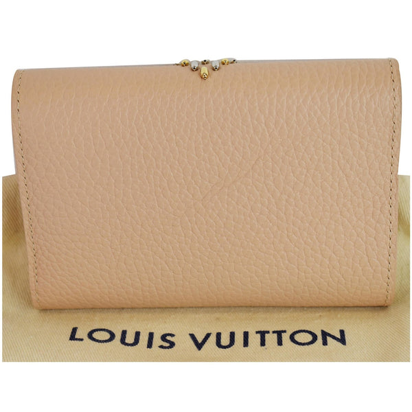 LOUIS VUITTON Capucines Studded Compact Leather Wallet Peach