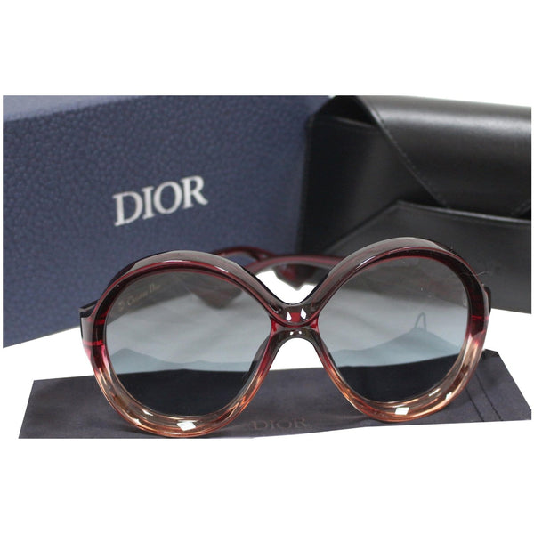 CHRISTIAN DIOR BIANCA-0T558-I7 Burgundy Pink Sunglasses Grey Petrol Lens