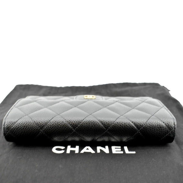 CHANEL Flap Quilted Caviar Wallet Black