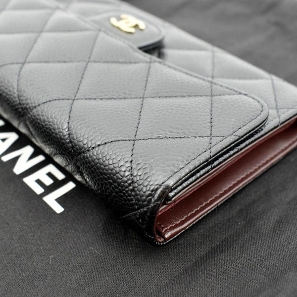 CHANEL Flap Quilted Caviar Wallet Black