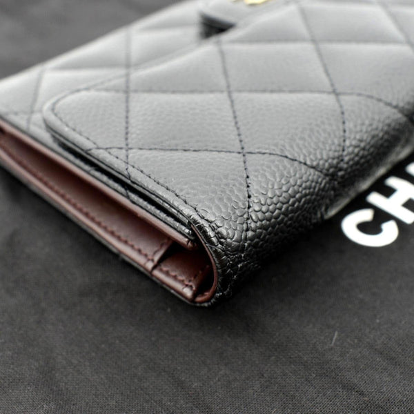 CHANEL Flap Quilted Caviar Wallet Black