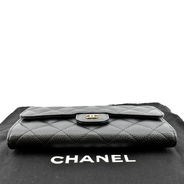 CHANEL Flap Quilted Caviar Wallet Black