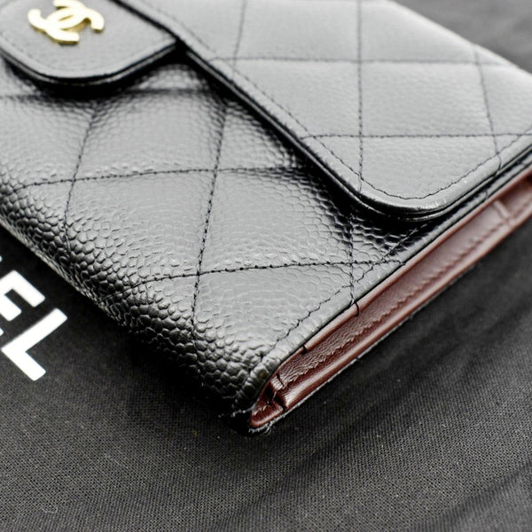 CHANEL Flap Quilted Caviar Wallet Black