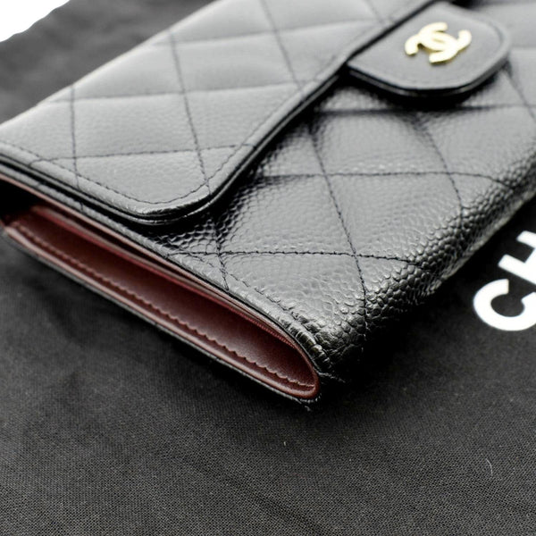 CHANEL Flap Quilted Caviar Wallet Black