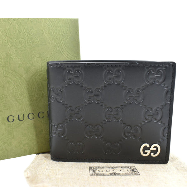 GUCCI GG Leather Bifold Men's Wallet Black 473916