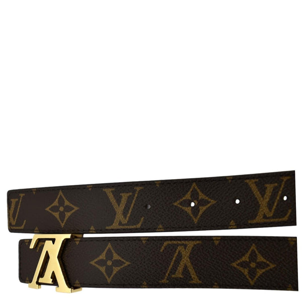 LOUIS VUITTON Monogram Canvas LV Initials Belt Brown