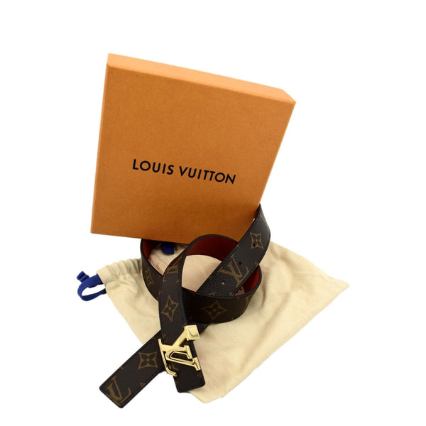 LOUIS VUITTON Monogram Canvas LV Initials Belt Brown