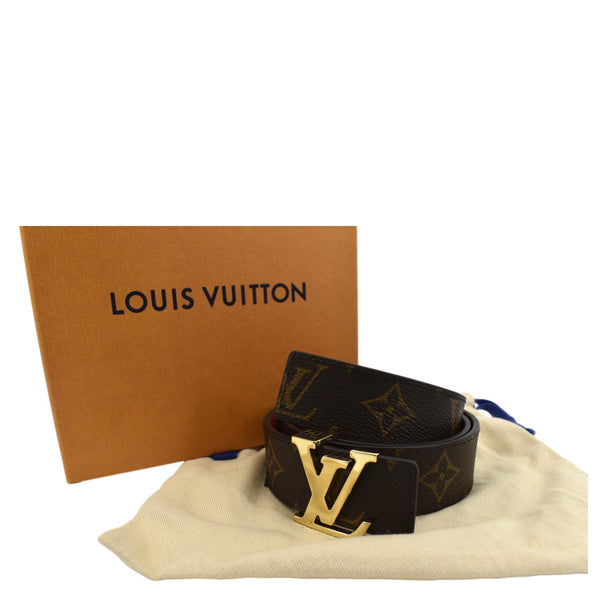 LOUIS VUITTON Monogram Canvas LV Initials Belt Brown