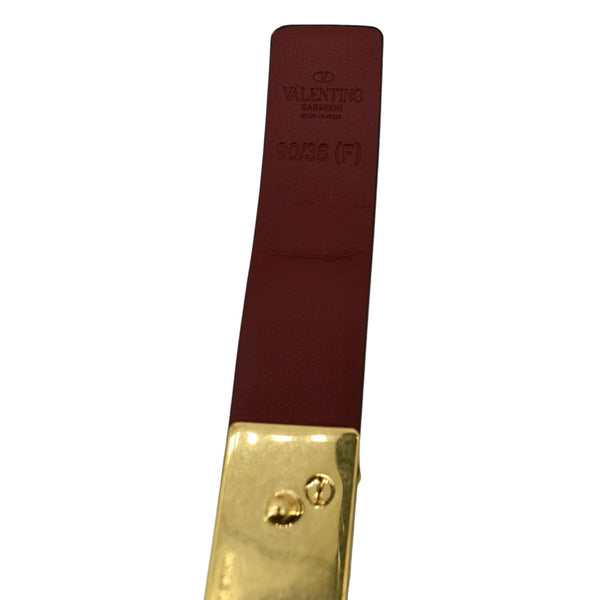 VALENTINO V Logo Chain Leather Belt Red