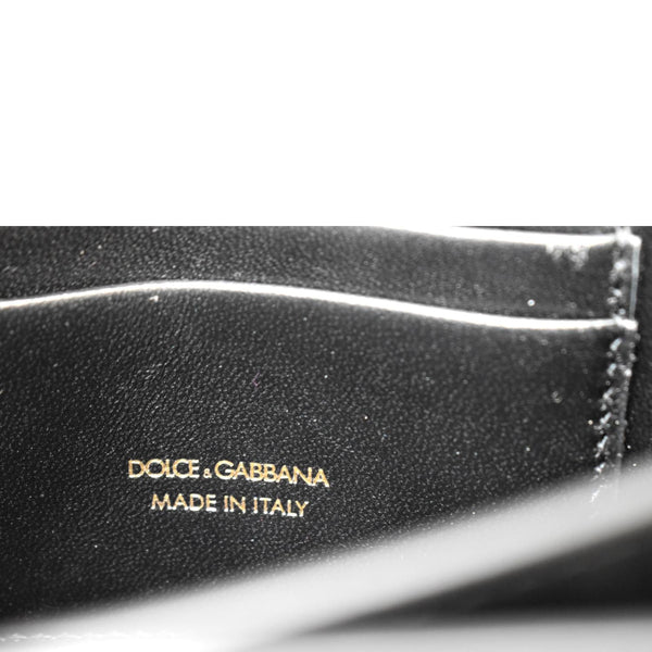 DOLCE & GABBANA Logo Patent Leather Crossbody Bag Black