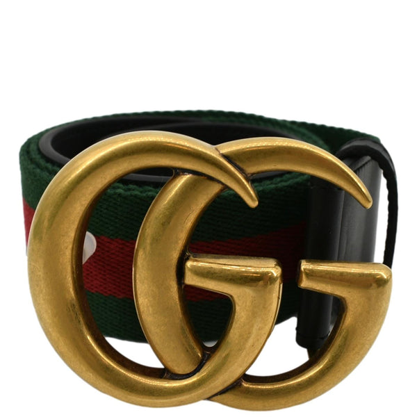 GUCCI Interlocking G Buckle Web Belt Black 404916 Size 80.32