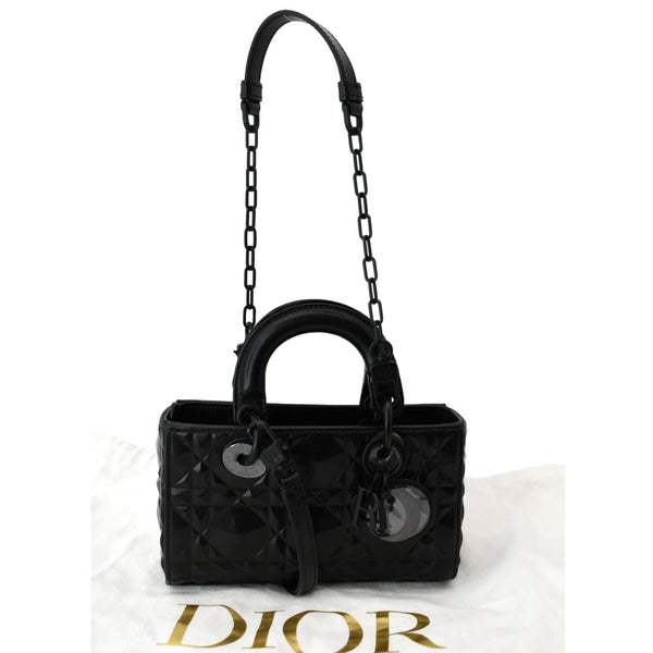 CHRISTIAN DIOR Lady D-Joy Diamond Motif Chain Shoulder Bag Black