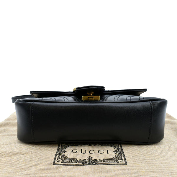 GUCCI GG Marmont Mini Leather Shoulder Bag Black 446744