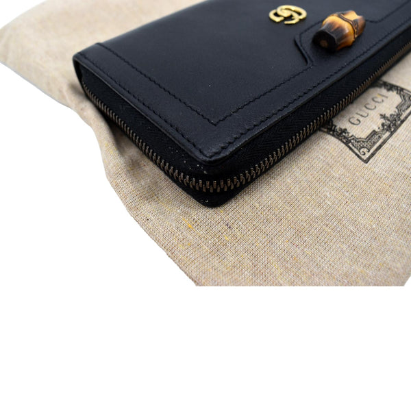 GUCCI Diana Continental Leather Wallet Black 658634