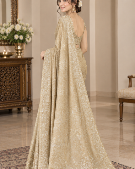 Indian Silk Banarasi Saree - Pink Peach Unstitched