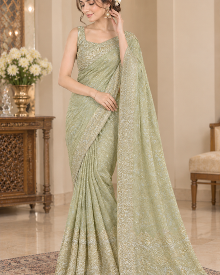 Indian Silk Banarasi Saree - Pink Peach Unstitched