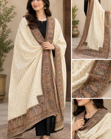 Exquisite Pure Indian Kani Wool Pashmina Shawl (Baraat Special)