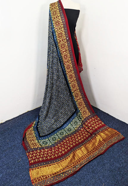 Pure Indian Gajji Silk Chunri Work Dupatta