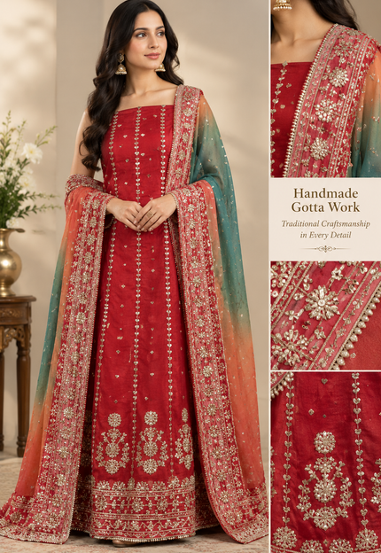 Fancy Handmade Gotta Work Frock / &nbsp;Pishwas