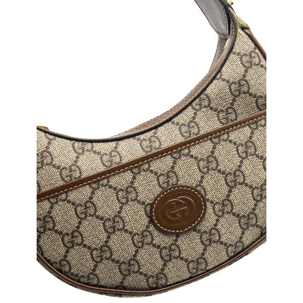 GUCCI Half Moon Mini GG Supreme Canvas Crossbody Bag Beige 726843