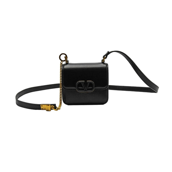 VALENTINO Garavani Vsling Micro Leather Shoulder Bag Black