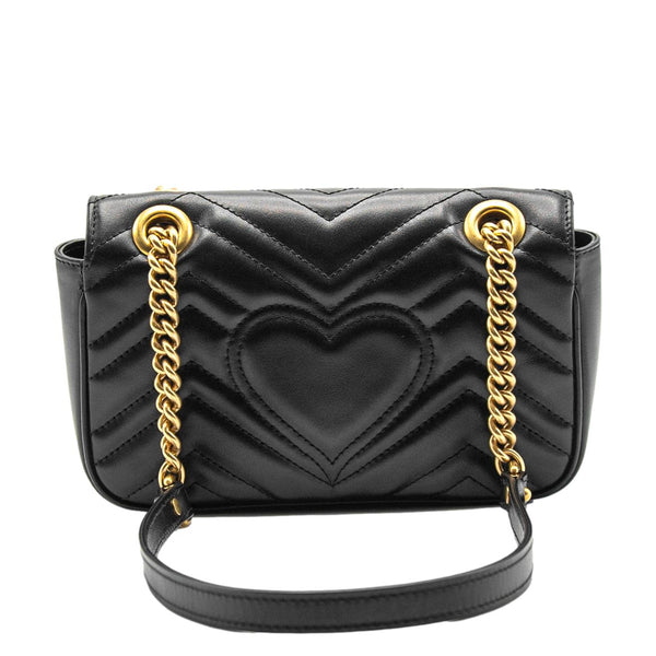 GUCCI GG Marmont Mini Leather Shoulder Bag Black 446744