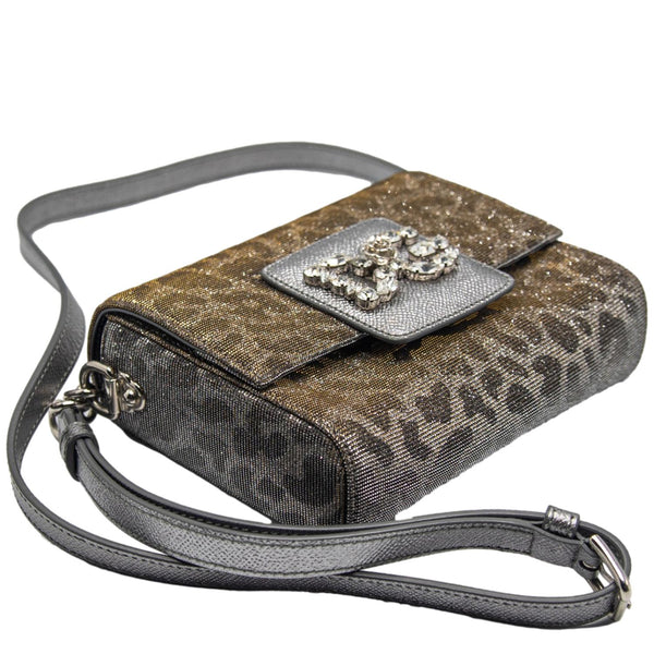 Dolce and Gabbana Kabelka Kristalova Brown Leopard Print Crystal