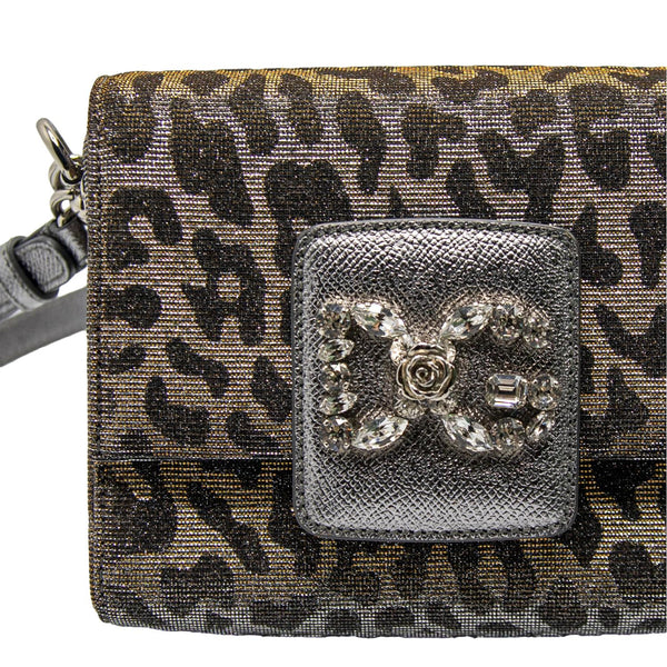 Dolce and Gabbana Kabelka Kristalova Brown Leopard Print Crystal