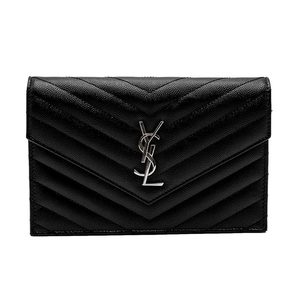 YVES SAINT LAURENT Cassandre Grain De Poudre Crossbody Chain Bag Black