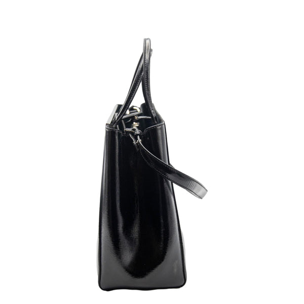 FENDI 2 Jours Patent Leather Shoulder Bag Black