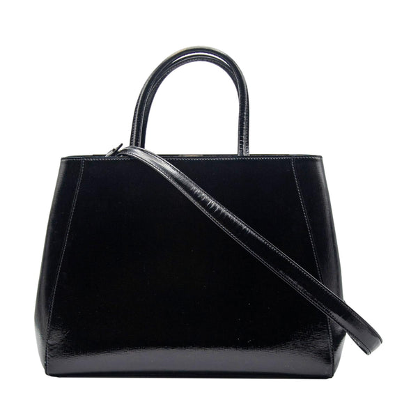 FENDI 2 Jours Patent Leather Shoulder Bag Black