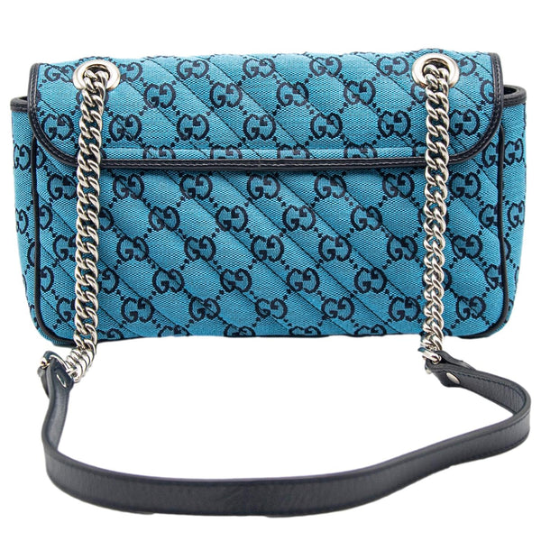 GUCCI GG Marmont Canvas Leather Crossbody Bag Blue 443497