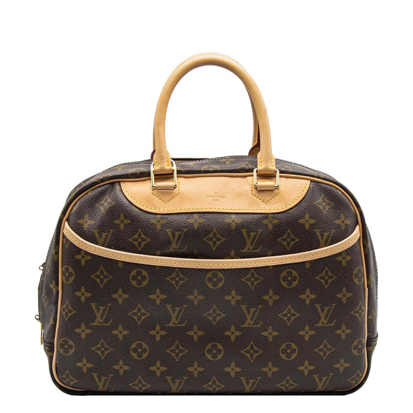 LOUIS VUITTON Deauville Bowling Monogram Canvas Satchel Bag Brown