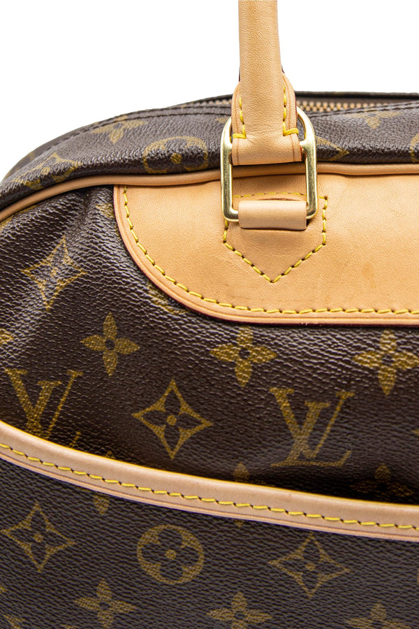 LOUIS VUITTON Deauville Bowling Monogram Canvas Satchel Bag Brown