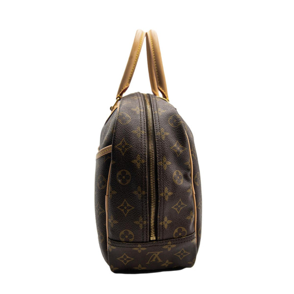 LOUIS VUITTON Deauville Bowling Monogram Canvas Satchel Bag Brown