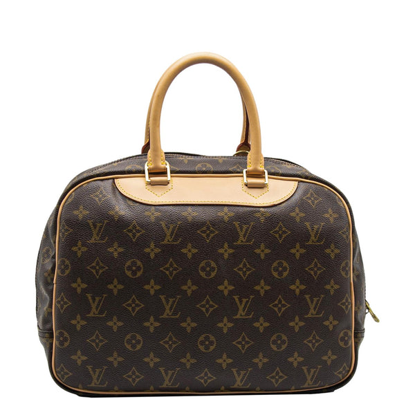 LOUIS VUITTON Deauville Bowling Monogram Canvas Satchel Bag Brown