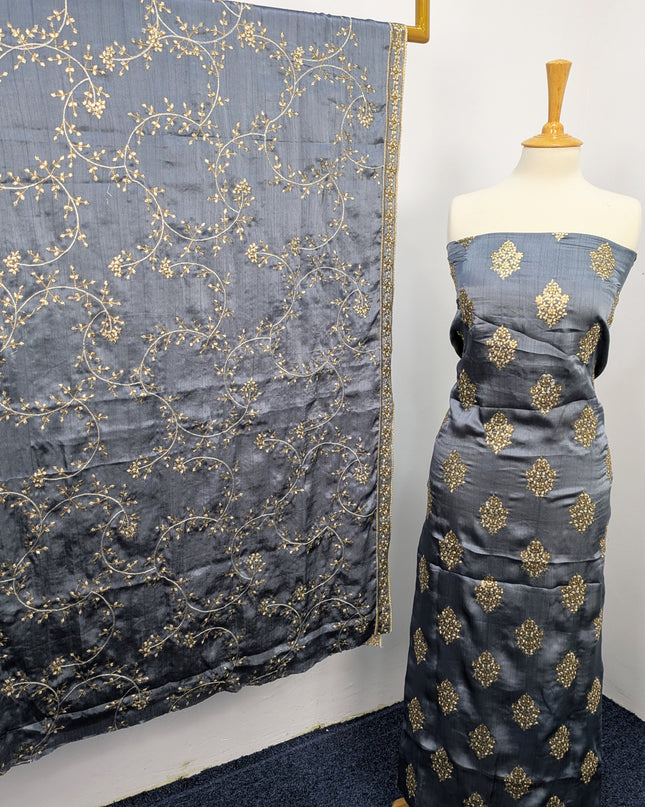Shamooz Silk With Embroidered Jaal Dupatta